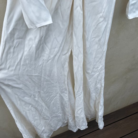 Reformation Gatsby Maxi Dress Ivory Deep V-Neck Twist Front Detail High Slit - Picture 8 of 12